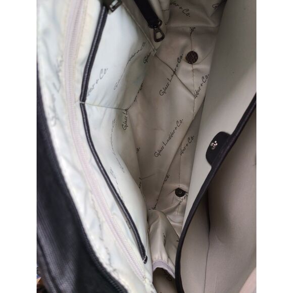 Glass Ladder & Co. Black Saffiano Tote Bag Croc Trim Laptop Pocket - Picture 6 of 12